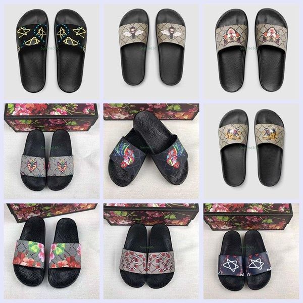 

r rubber sandals new floral brocade mens fashion slippers red white gear bottoms flip flops womens slides casual flats slipper, Black