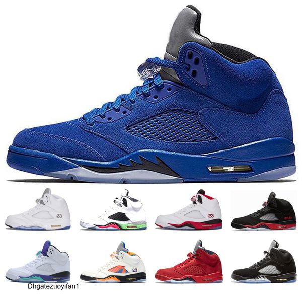 

5 mens basketball shoes 5s blue suede metallic silver fire red white black cement og black metallic oreo bred sport shoes men sneakers