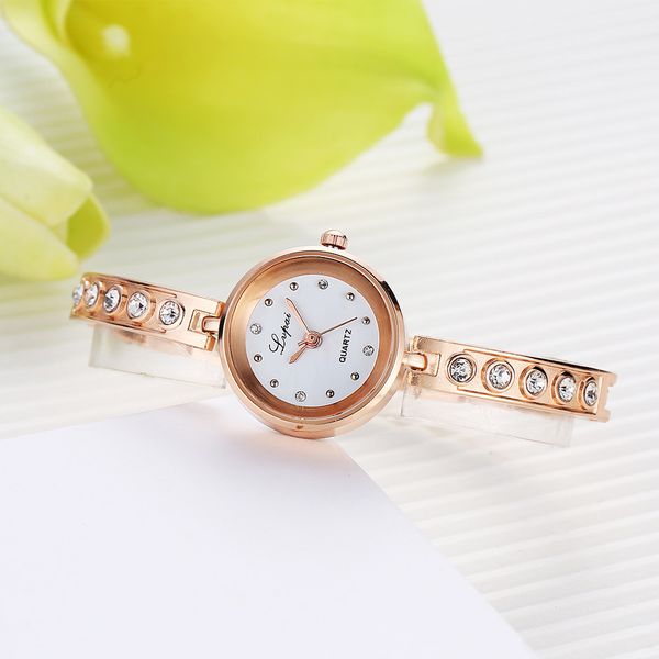 

women watches alloy steel strap bracelet watch clock rhinestones quartz wrist watch ladies gift #b, Slivery;brown