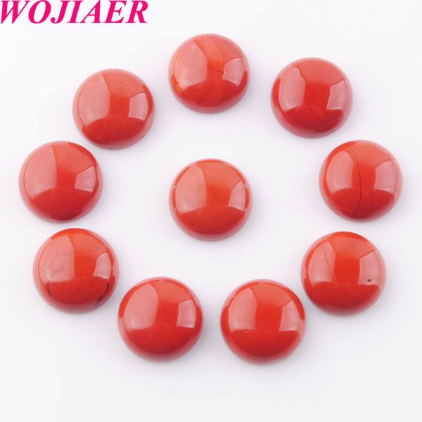 

wojiaer 12x5mm cabochon beads natural red river jasper stone round healing bead fit for women men diy handmade jewelry du8205, Black