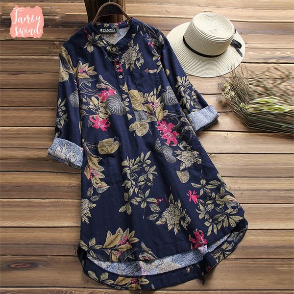 

2019 plus размер рубашки вскользь цветочные женщины женщины кнопка рубашки винтажная белье blusas бифштексы топы chemise vestidos, White