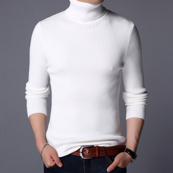 

mrmt 2019 brand new men's sweater solid color and thickening pullover for male high-necked sweaters woolen sweaters, White;black