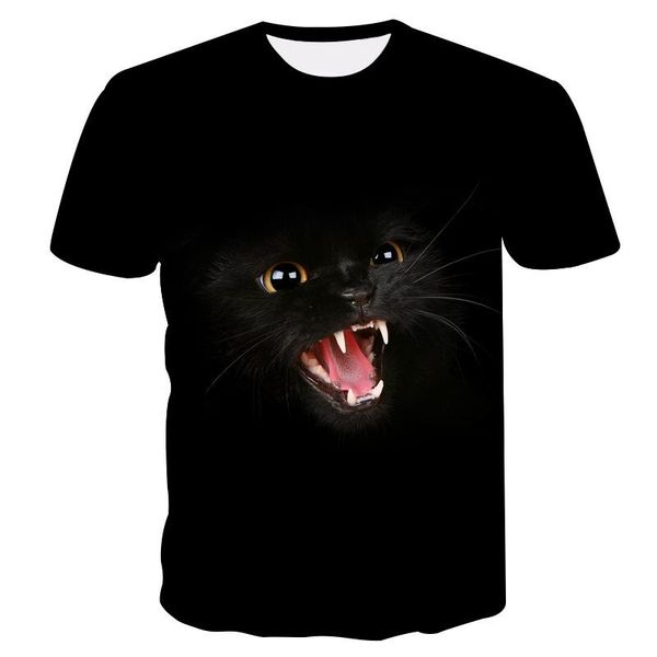 

night cat lady t-shirt women's short sleeves 3d harajuku tees plus size animal t-shirt t shirt women drop ship m-5x, White;black