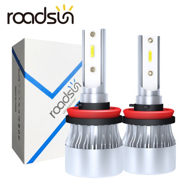 

roadsun h4 h7 h1 csp chips led headlight bulbs h8 h9 h11 12v 9005 9006 72w 12000lm mini size car led lamp 6000k automotivo