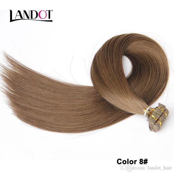 

10a tape in human hair extensions 90pcs 225g 18 inch straight virgin brazilian human hair skin wefts pu tape hair medium brown color, Black