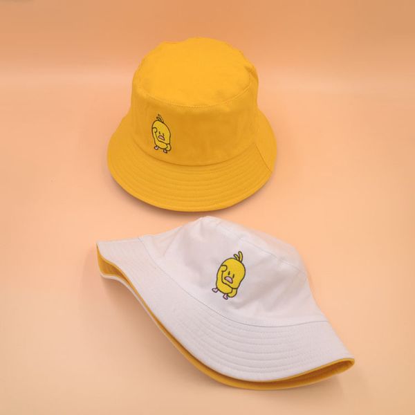 

cartoon duck pattern double sided wear embroidery fashionable hats men women's summer outdoor children hip-hop fisherman hats, Blue;gray