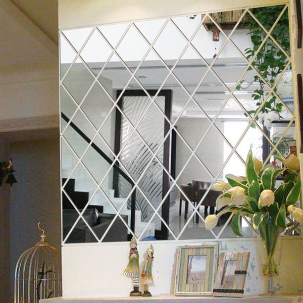 

50*50cm geometric acrylic mirror wall stickers diy art wall stickers home decor living room large mirrored decorative sticker