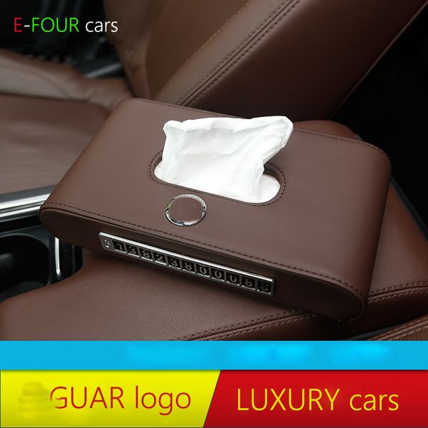 

e-four car leather tissue box storage armrest seat block type suv visor tissue holder box high grand car accessories stowing