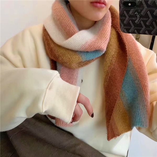 

сохранение тепла из последних мужчин и женщин осень зима овец вязаный шерстяной шарф цвет штрих письмо дизайн тонкой работы бренда шарф, Blue;gray