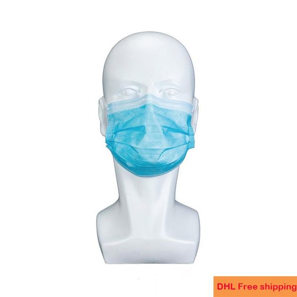

disposable face mask in stock blue non woven ear-loop 3ply dust mascarillas mouth mascherine protective masks dhl ing