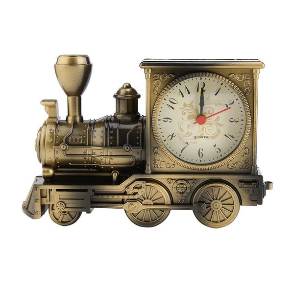 

3 colors artistic train shaped quartz movement alarm clock vintage unique clock household shelf decoration gifts