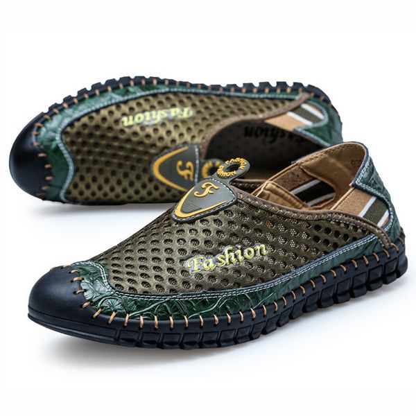 

summer new men shoes plus size 38-46 air mesh man loafer fashion casual shoes men driving slip on moccasins footwear, Black