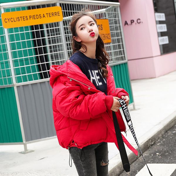 

p shoot winter new style down jacket women's short korean-style students loose-fit down coat thick cotton-padded clothes wom, Black;white