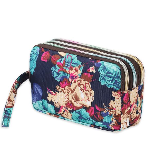 

fashion cute 3 layer women wallet bag purse zipper clutch phone bag credit wallet for card holder cash,make up and phone, Red;black