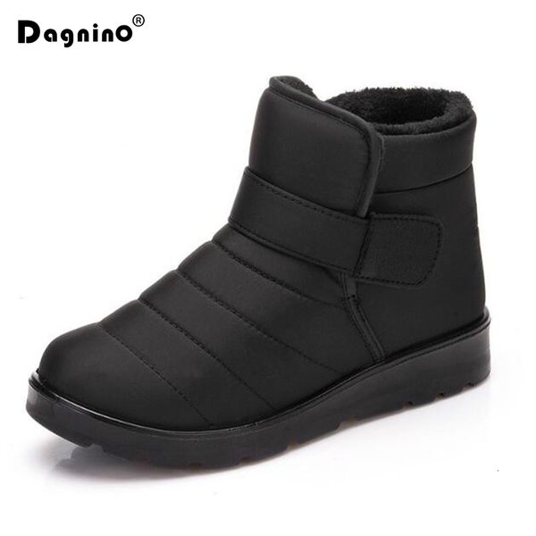 

new winter women's boots warm snow boots men and women couples plus fluffy waterproof cotton shoes to help fur ankle 35-46, Black