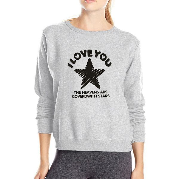 

i love you hoodies super star clothes candy color beautiful sweatshirts long sleeve cotton women fashion streetwear hoody, Black
