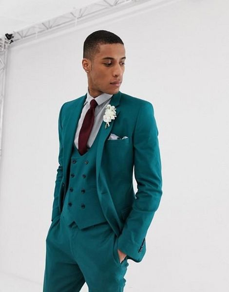 

brand new green groom tuxedos notch lapel center vent groomsman wedding 3 piece suit men business jacket blazer(jacket+pants+tie+vest)8, Black;gray