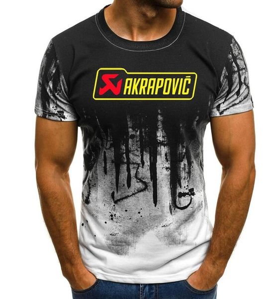 

мужские футболки мужской akrapovic печать футболки summer tops брызг чернил печатный мужской повседневный o-образным вырезом с коротким рука