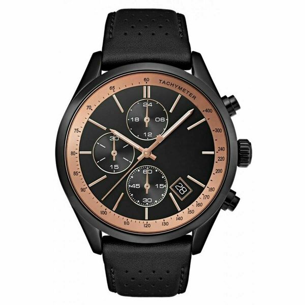 

men's 44mm leather sale chronograph black strap steel 1513550+1513562+1513563+1513578 case watch cstwp, Slivery;brown