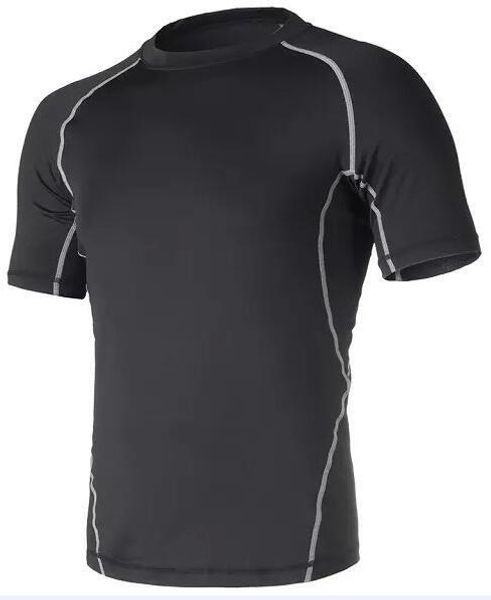 

2019 men's tight clothes running short-sleeved quick-drying t-shirt 359, Black;blue