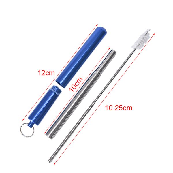 

subject:stainless steel telescopic drinking straw portable straw for travel reusable collapsible metal drinking straw with brush