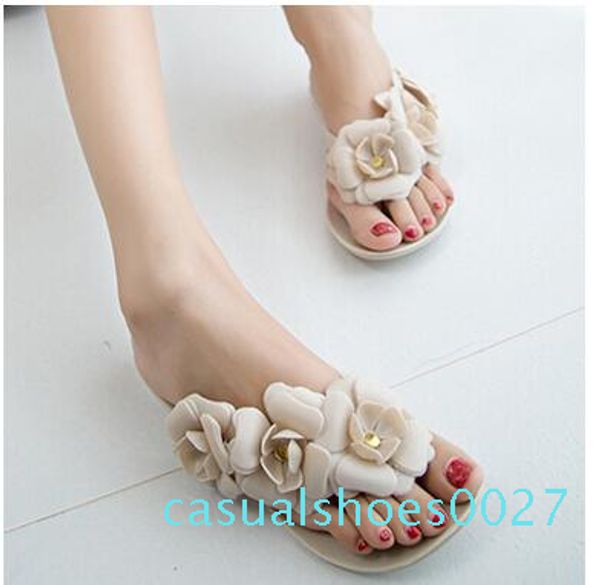 

camellia flip-flops female model of stereo camellia jelly slippers sandals summer sandals wholesale c27, Black