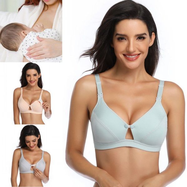 

breastfeeding underwear for pregnant women front closure wire 2019 push up breathable breast-feeding bra lingeries, Red;black