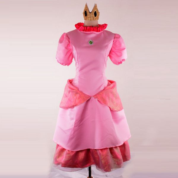 

princess peach dress cosplay pink bridesmaid super mario costume clothing brothers women adults clothes dress halloween, Black;red