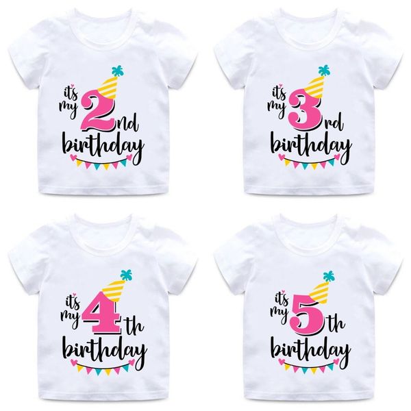 

baby boys girls birthday t shirt summer kids funny gift t-shirt size 1 2 3 4 5 6 7 years tees tshirt children clothing, Blue