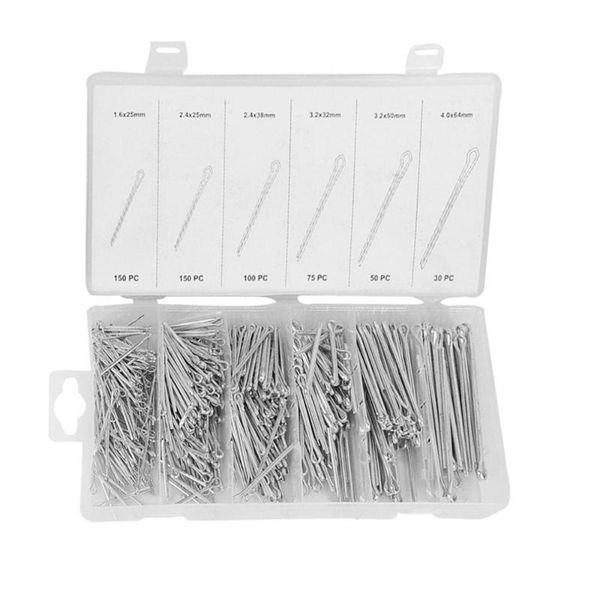 

555pcs/set 6 size flexible opening cotter pin clevis repair tool sets u-shaped hardware with assortment box cotter pin drop ship