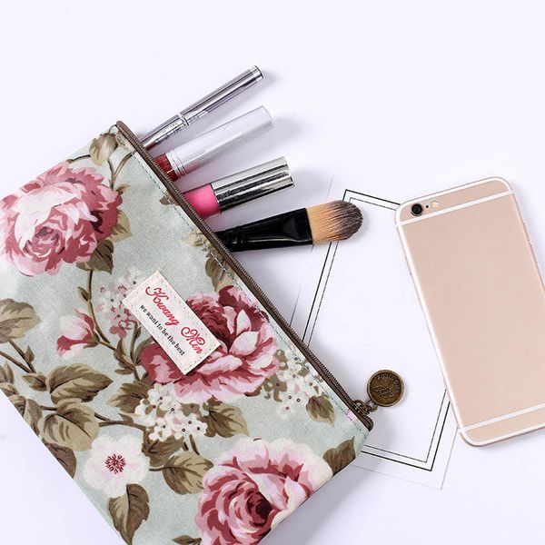 

vintage floral printed bag women make up bags travel bag make up pouch coin rushed floral nylon zipper new travel wash pouch