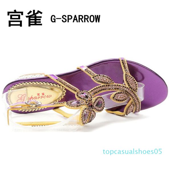 

female sweet crystal flower 2.5cm sandal pumps, women's big size colorful diamond buckle sandal pumps 33-44 t05, Black