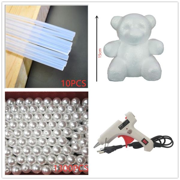 

diy gift for valentine's day foam bear mold artificial imitation pearls bear toy wedding decoration gifts