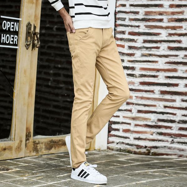 

мужские брюки streetwear повседневный pant мужские sping лето тонкий брюки мужские простые прямые брюки эластичный pantalon homme 28-38, Black