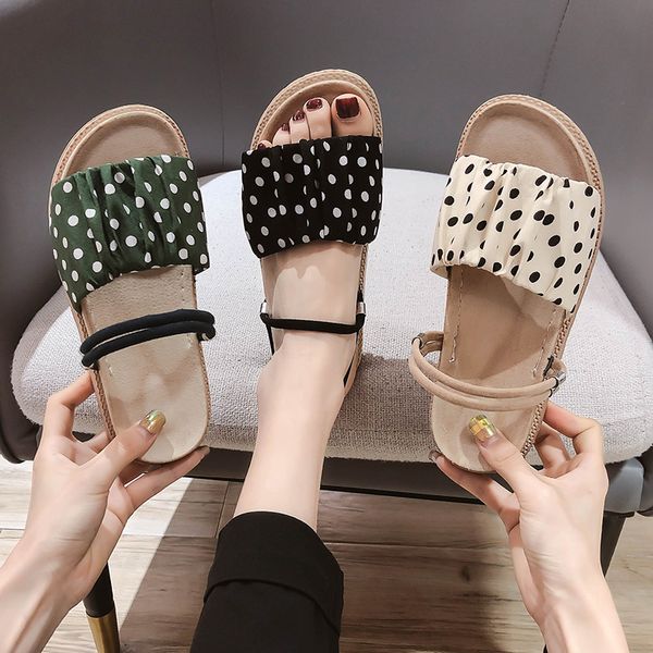 

female shoes slippers women summer slides fashion platform med 2020 flat beach rubber cotton fabric basic scandals pu, Black