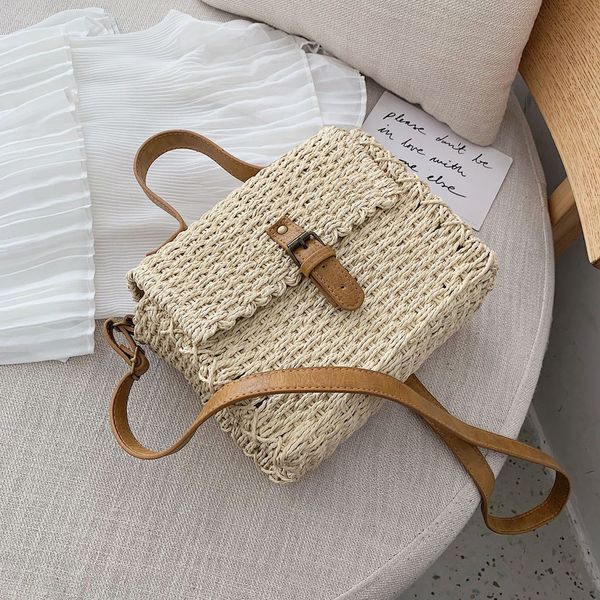 

women's messenger bags straw handbags totes 2019 fashion retro woven shoulder bags solid color handbag woven beach