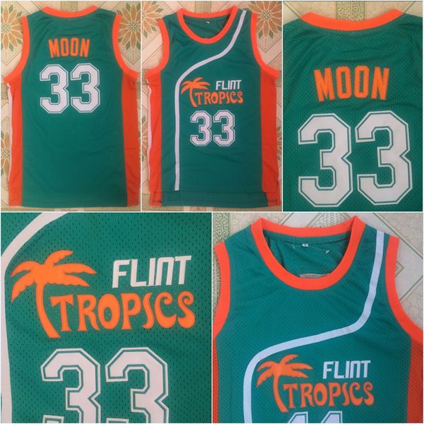 

Cheap Mens Semi Pro Movie Flint Tropics 33 Jackie Moon Movie Basketball Jersey 100% Stitched Above The Rim Moive Green S-3XL Fast Shipping