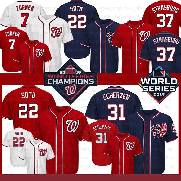 

22 juan soto nationals jersey 7 trea turner 37 stephen strasburg 31 max scherzer 2019 2020 new 22019 2020 baseball jerseys, Blue;black