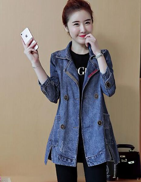 

the woman spring autumn han edition high-quality goods fashion special price tide new fund joker in the long section cowboy coat / m-3xl, Black;brown