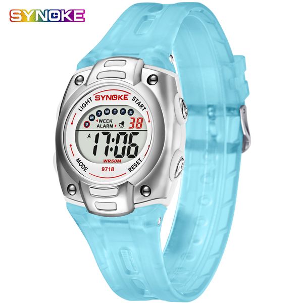 

synoke children watch wrist clock alarm silicone led digital sport wristwatches date casual students watches for boys girls, Blue