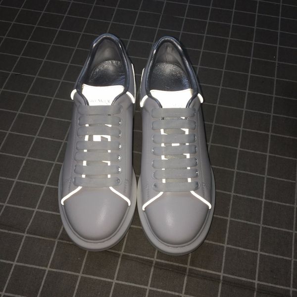 

new mens fashion luxury platform shoes flat casual mans walking casual sneakers luminous fluorescent white shoes size 38-45  colors t07, Black