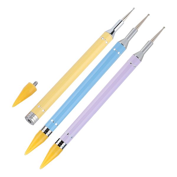 

uv gel dual ended nail dotting drawing painting pen candy color nail wax stone picker art pen manicure tool, Silver