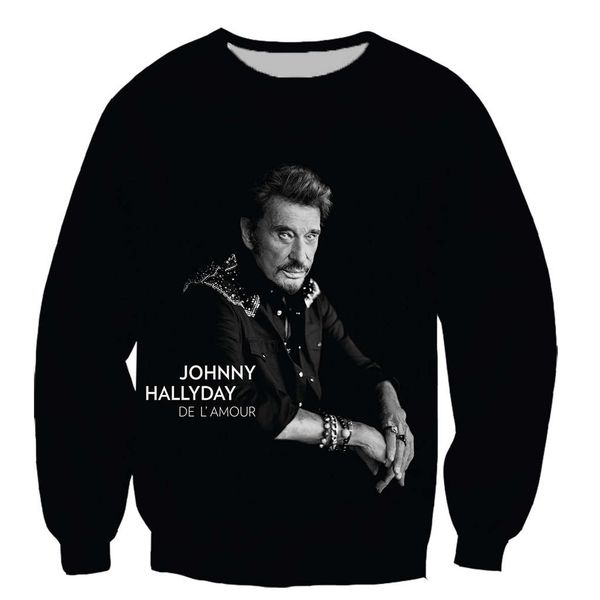 

giant star johnny hallyday men/women hoodies harajuku style men sweatshirts 3d printed hip hop tracksuits super cool moives, Black