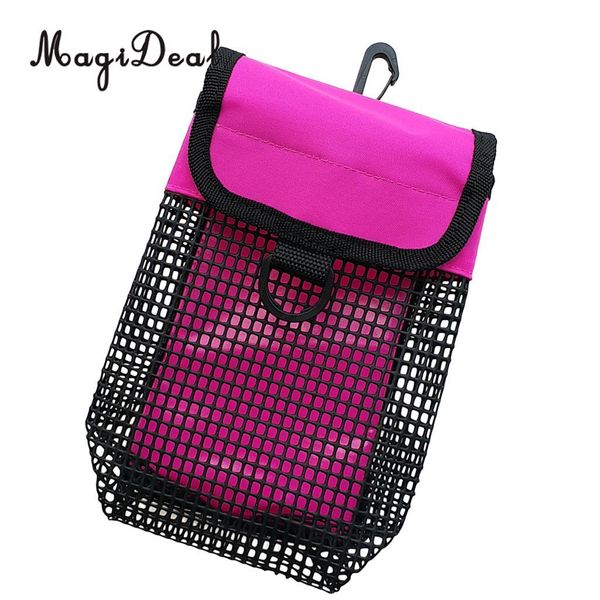 

heavy duty dive finger spool reel & smb safety marker buoy mesh gear bag carrier pouch & swivel clip for scuba diving snorkeling