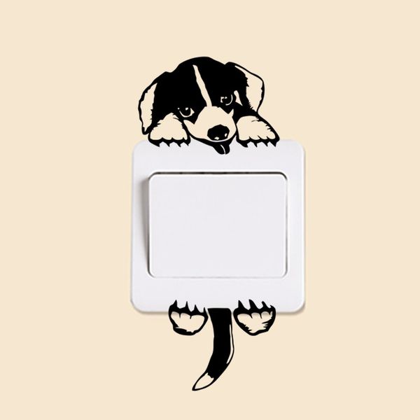 Etiqueta do interruptor de luz do teste padrão do cão dos desenhos animados da forma