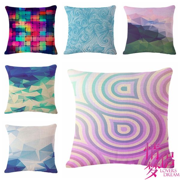 

abstract geometry cotton flax pillow back cushion cushion can customized