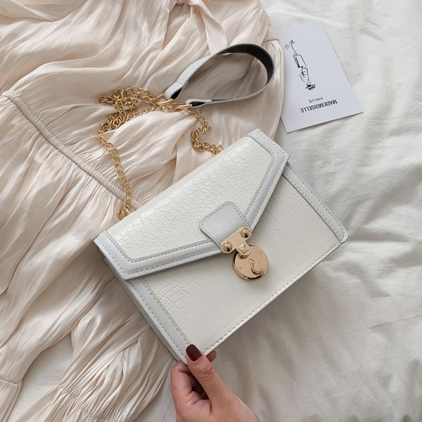 

2020 new bag summer shoulder messenger female bag chain crocodile pattern fashion lock small square ladies hand bags