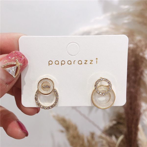 

2019 new arrival alloy classic round women dangle earrings for korean girl heart eardrop simple set earrings woman female gift, Silver