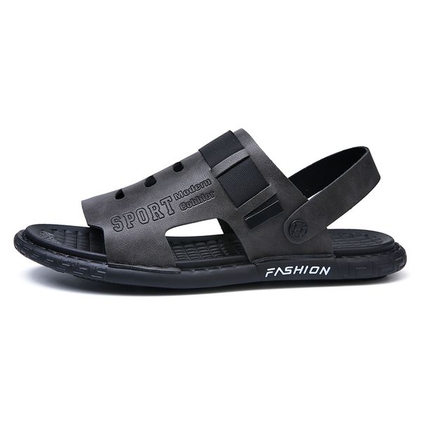 

slippers mens work sandals for fashion mens running shoe zomer beach mannen male homme leather mesh sandles schuhe ete man, Black