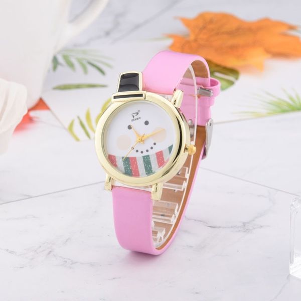 

2020 новый год часы милые маленькие женские часы с кожаным ремешком студенты рождественский подарок санта-клаус дамы мини - дизайн часы, Slivery;brown